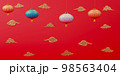 3d rendering Chinese new year day background with colorful lanterns and gold clouds. 98563404