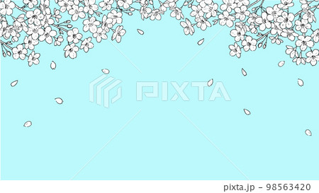 桜のペン画の背景　 98563420