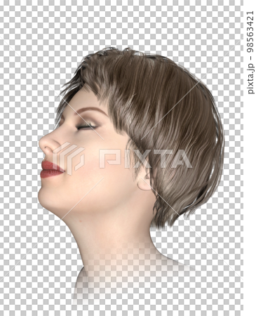 ヘアスタイルと女性の横顔のイラスト 98563421