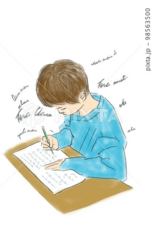英語を勉強する男の子 英語を勉強する男の子 98563500