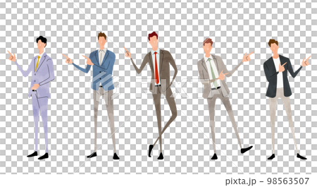 Vector illustration material: male person set showing with finger, business 98563507