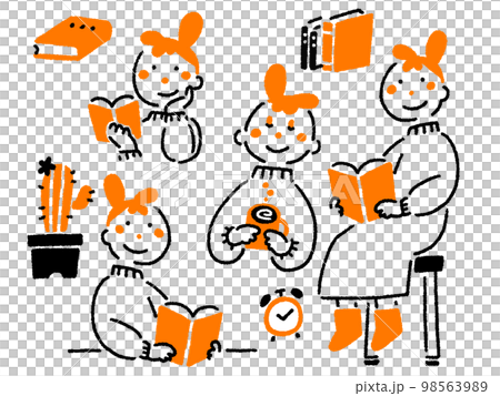 手書き風・休日にのんびりするセット 98563989