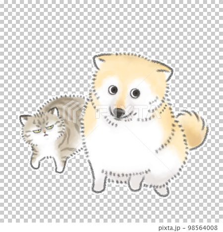 猫ににらまれる犬 98564008