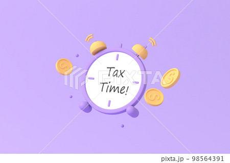 Tax Day Reminder Concept. Businessman submit tax by online concept, online tax payment and report. Business income. 3d illustration. 98564391