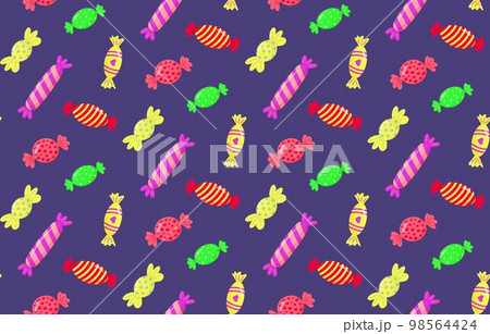 Colorful seamless candy pattern on dark background. Vector illustration. 98564424