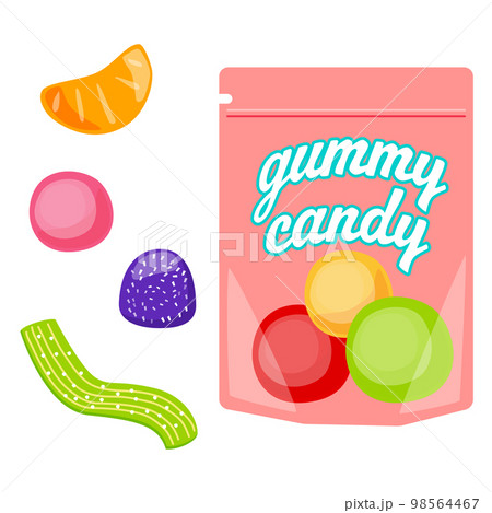 カラフルなグミ、お菓子のベクターイラスト 98564467