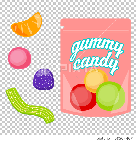 カラフルなグミ、お菓子のベクターイラスト 98564467