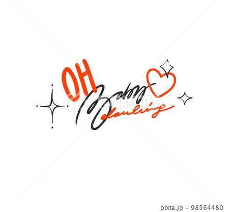 Hand drawn vector abstract graphic illustration Valentines day design elements, abstract love lettering quote.Love design concept handwritten text.Valentines text,OH,Baby Darling,isolated.Love letter. Hand drawn vector abstract graphic illustration Valentines day design elements, abstract love lettering quote.Love design concept handwritten text.Valentines text,OH,Baby Darling,isolated.Love letter. 98564480