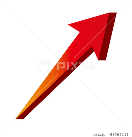 立体的な矢印のイラスト単品　赤　直線上昇 98565111