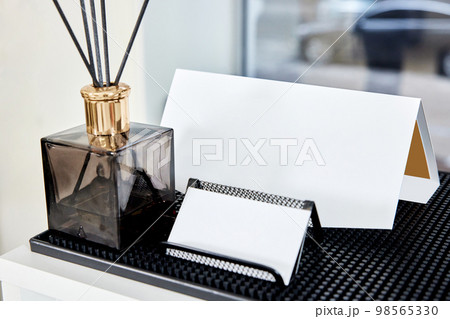Business card holder with space for your text on desk 98565330
