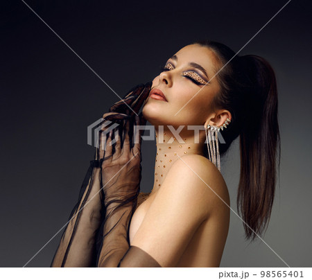 beauty bright eye makeup with arrows with rhinestones beauty bright eye makeup with arrows with rhinestones 98565401