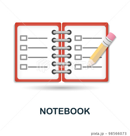 Notebook icon. 3d illustration from work place collection. Creative Notebook 3d icon for web design, templates, infographics and more 98566073