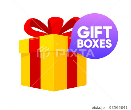 Gift Boxes label banner. Modern banner with Surprise Gift. Web template for promotion. Gift Boxes label, sticker or tag icon. Bonus icon. Vector illustration. Gift Boxes label banner. Modern banner with Surprise Gift. Web template for promotion. Gift Boxes label, sticker or tag icon. Bonus icon. Vector illustration. 98566841