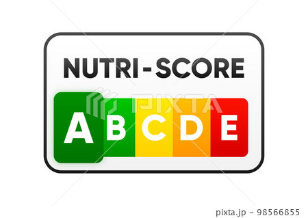 Nutri Score sticker. Nutri Score system sign. Health care symbol logo for packaging. 5-Colour Nutrition Label. Vector illustration. 98566855