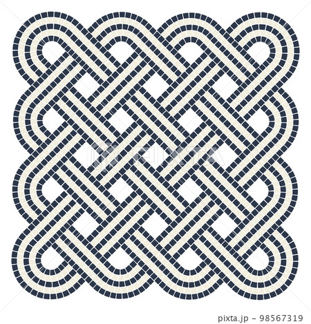 Ancient interweaving mosaic decorative element. Decorative antique stone ornament. Ancient interweaving mosaic decorative element. Decorative antique stone ornament. 98567319