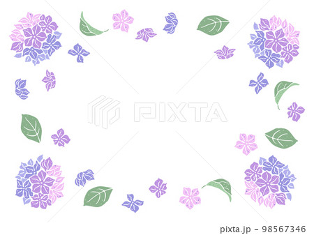 Frame with hydrangea flowers. Beautiful decorative plants. 98567346