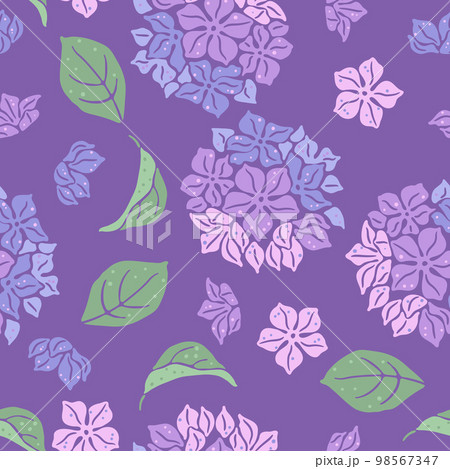 Seamless pattern with hydrangea flowers. Beautiful decorative plants. 98567347