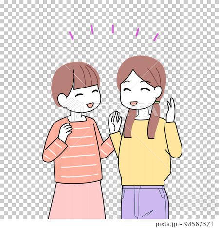 兩個女孩開心地聊天 兩個女孩開心地聊天 98567371
