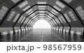 Dark Futuristic Modern Garage Showroom Tunnel Corridor. Entrance 3D Illustration 98567959