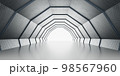 Dark Futuristic Modern Garage Showroom Tunnel Corridor. Entrance 3D Illustration 98567960