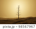 A lonely dead tree in a desert. 3d render 98567967