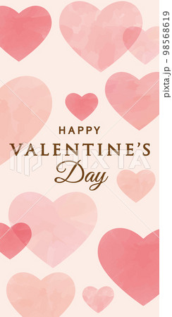 バレンタイン　ピンクの水彩ハート背景 98568619