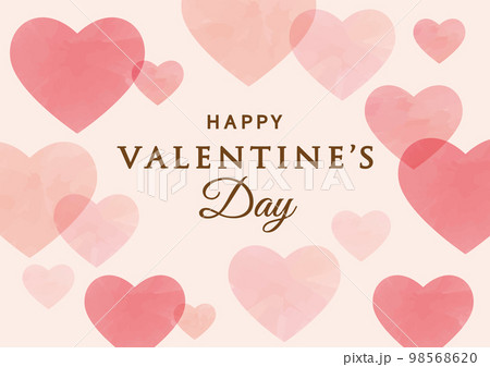 バレンタイン ピンクの水彩ハート背景 バレンタイン ピンクの水彩ハート背景 98568620