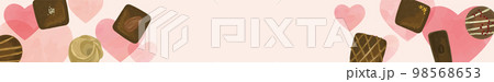 チョコレートとハートの水彩背景 98568653