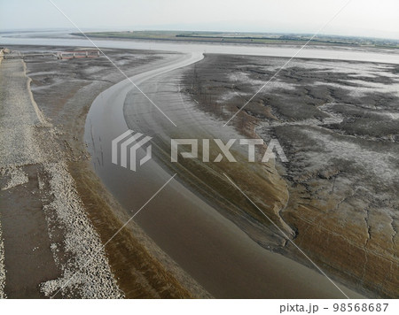 有明海河口の干潟　ドローン空撮 98568687