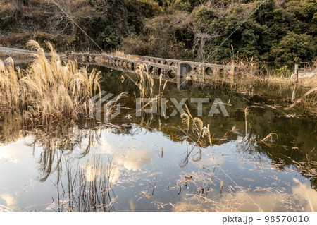 ダムの湖底に沈む安威川の風景 ダムの湖底に沈む安威川の風景 98570010