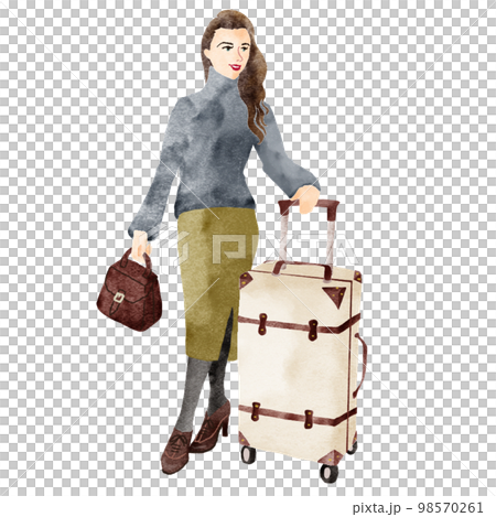 A foreign woman with a carry case A foreign woman with a carry case 98570261