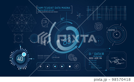 Set of infographic elements about virtual reality drone control. 98570418
