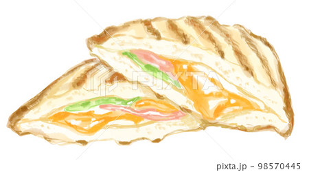 おいしそうなホットサンドの水彩イラスト 98570445