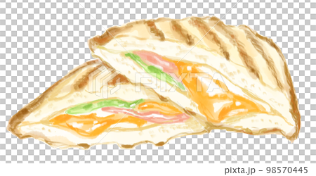 おいしそうなホットサンドの水彩イラスト 98570445