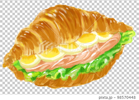 Watercolor illustration of delicious croissant sandwich Watercolor illustration of delicious croissant sandwich 98570448
