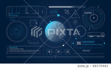 Set of infographic elements about geolocation and transportation tracking. 98570482