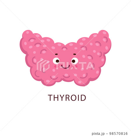 Cartoon thyroid human body organ character with...のイラスト素材 [98570816] - PIXTA
