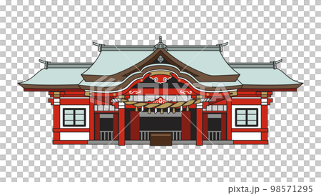 Vermilion shrine illustration with outline 98571295