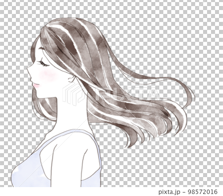 A woman with beautiful hair flowing in the wind (hair care/beauty image) 98572016