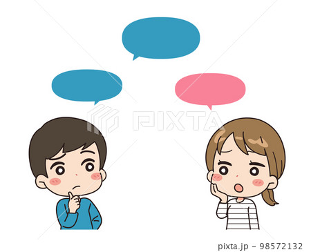 会話する人達　上半身吹き出しイラスト 98572132