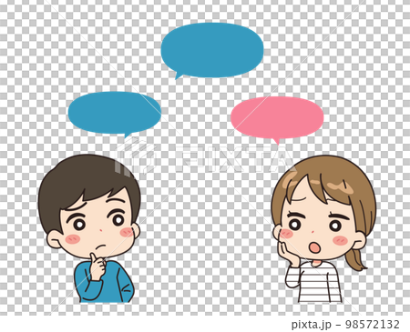 会話する人達　上半身吹き出しイラスト 98572132
