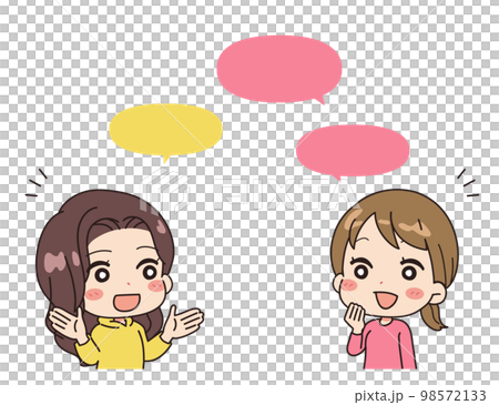 Conversing women upper body balloon illustration 98572133