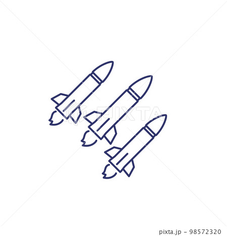 Ballistic missiles line icon on white 98572320