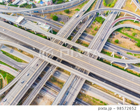 Intersection overpass transport road sunny day in city 98572652