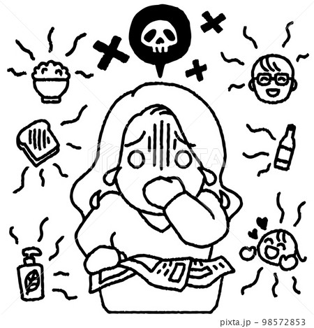 においつわりに苦しむ妊婦のイラスト 98572853