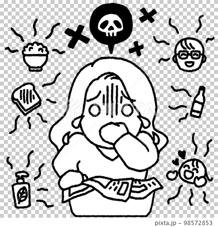 においつわりに苦しむ妊婦のイラスト 98572853