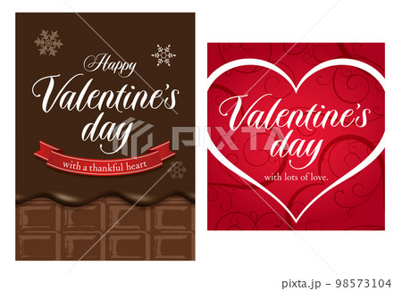 チョコとハートのバレンタインカードデザインテンプレート 98573104