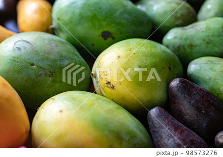 Set of Balinese fruits and vegetables . Flat lay 98573276