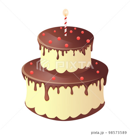 Birthday cake with chocolate cream, drip,... - Stock Illustration  [98573589] - PIXTA