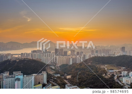 Kowloon and Victoria Harbour in Hong Kong 18 Jan 2023 98574695